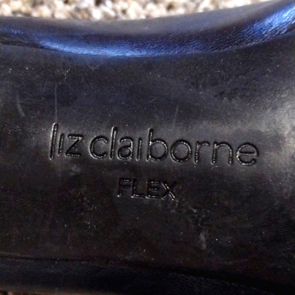 LIZ CLAIBORNE BLACK FABRIC/LEATHER FLEX MID-HEEL SQUARE TOE SIZE 8M MULES/SHOES - Picture 6 of 12